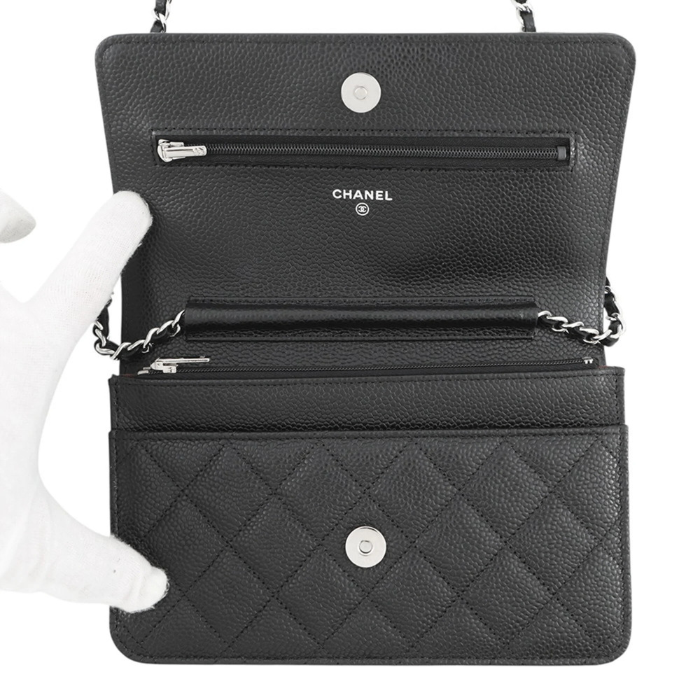 CHANEL Black Caviar Leather Logo Wallet - Picture 5 of 12